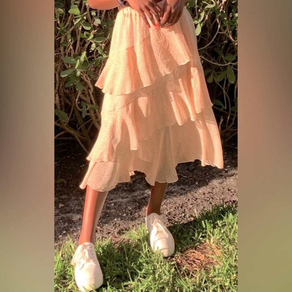 Floral pink midi skirt